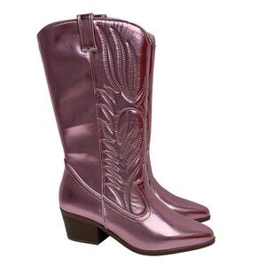 QUPID / Montana-73 / Pink Metallic / Chunky /  Heel Western / Cowboy Boots / Wit
